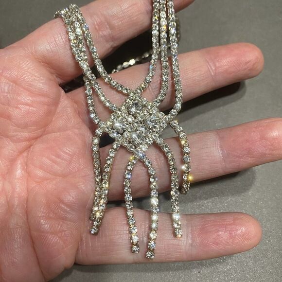 Rhinestone Waterfall Statement Necklace - Picture 3 of 3